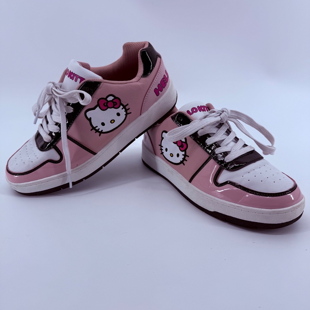 Hello Kitty Sanrio Pink White Patent Low Top Sneakers WMHK24BB001 Womens 9